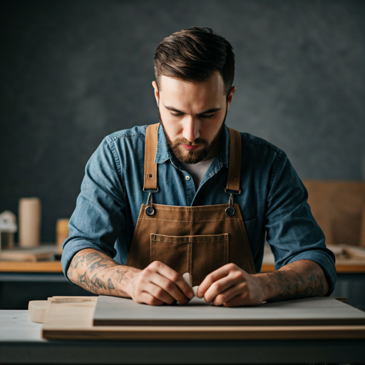 Portrait of a young artisan focusing on finishing details